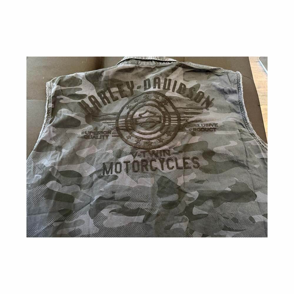 Harley-Davidson Genuine MotorClothes Men's Camo Blowout Sleeveless Button Up Shi